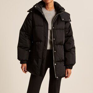 NWT XS Abercrombie Women's Ultra Mid Puffer - Black